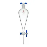 Merck Synthware Squibb-style separatory funnel with PTFE stopcock and PTFE stopper