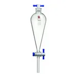 Merck Synthware Squibb-style separatory funnel with PTFE stopcock and PTFE stopper