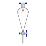 Merck Synthware Squibb-style separatory funnel with PTFE stopcock and PTFE stopper