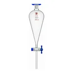 Merck Synthware Squibb-style separatory funnel with PTFE stopcock and PTFE stopper