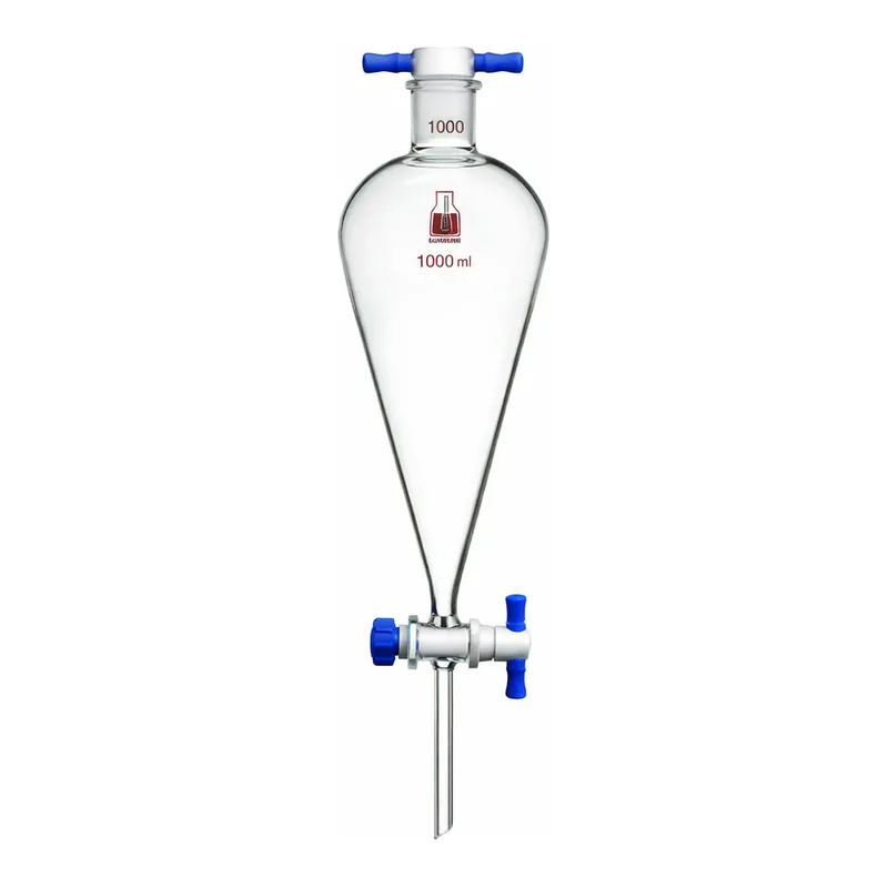 Merck Synthware Squibb-style separatory funnel with PTFE stopcock and PTFE stopper