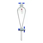Merck Synthware Squibb-style separatory funnel with PTFE stopcock and PTFE stopper