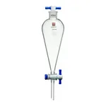 Merck Synthware Squibb-style separatory funnel with PTFE stopcock and PTFE stopper