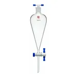 Merck Synthware Squibb-style separatory funnel with PTFE stopcock and PTFE stopper