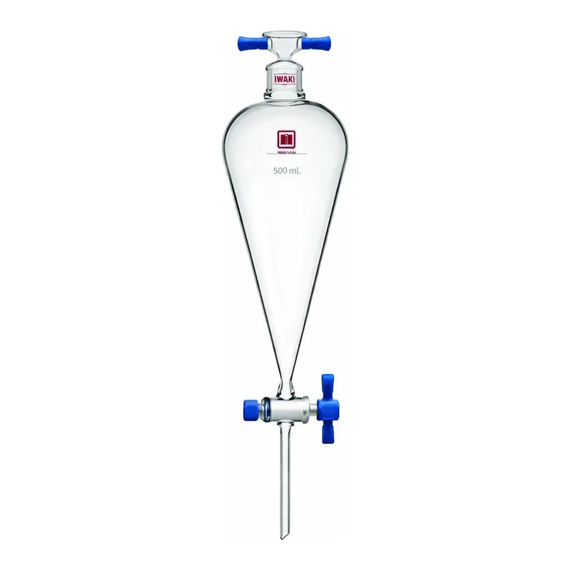 Merck Synthware Squibb-style separatory funnel with PTFE stopcock and PTFE stopper