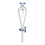 Merck Synthware Squibb-style separatory funnel with PTFE stopcock and PTFE stopper