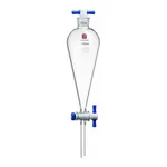 Merck Synthware Squibb-style separatory funnel with PTFE stopcock and PTFE stopper
