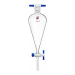 Merck Synthware Squibb-style separatory funnel with PTFE stopcock and PTFE stopper