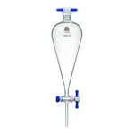 Merck Synthware Squibb-style separatory funnel with PTFE stopcock and PTFE stopper