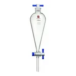 Merck Synthware Squibb-style separatory funnel with PTFE stopcock and PTFE stopper