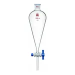 Merck Synthware Squibb-style separatory funnel with PTFE stopcock and PTFE stopper