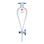 Merck Synthware Squibb-style separatory funnel with PTFE stopcock and PTFE stopper