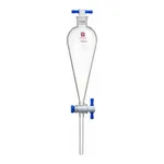 Merck Synthware Squibb-style separatory funnel with PTFE stopcock and PTFE stopper