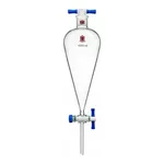 Merck Synthware Squibb-style separatory funnel with PTFE stopcock and PTFE stopper