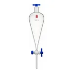 Merck Synthware Squibb-style separatory funnel with PTFE stopcock and PTFE stopper