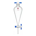 Merck Synthware Squibb-style separatory funnel with PTFE stopcock and PTFE stopper