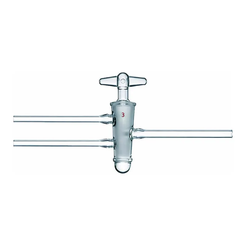 Merck Synthware high vacuum double oblique glass stopcock with hollow plug