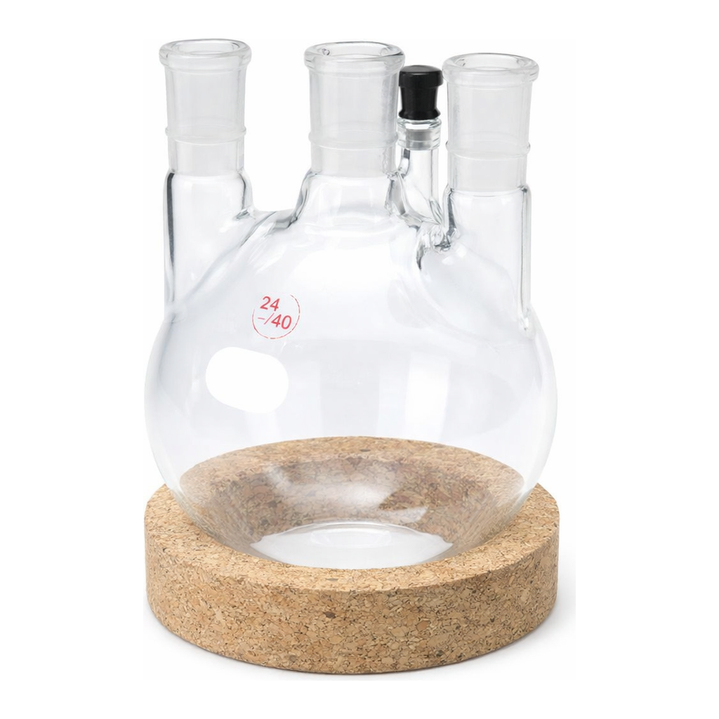 Merck Ace three-neck round-bottom flask with threaded side-arm