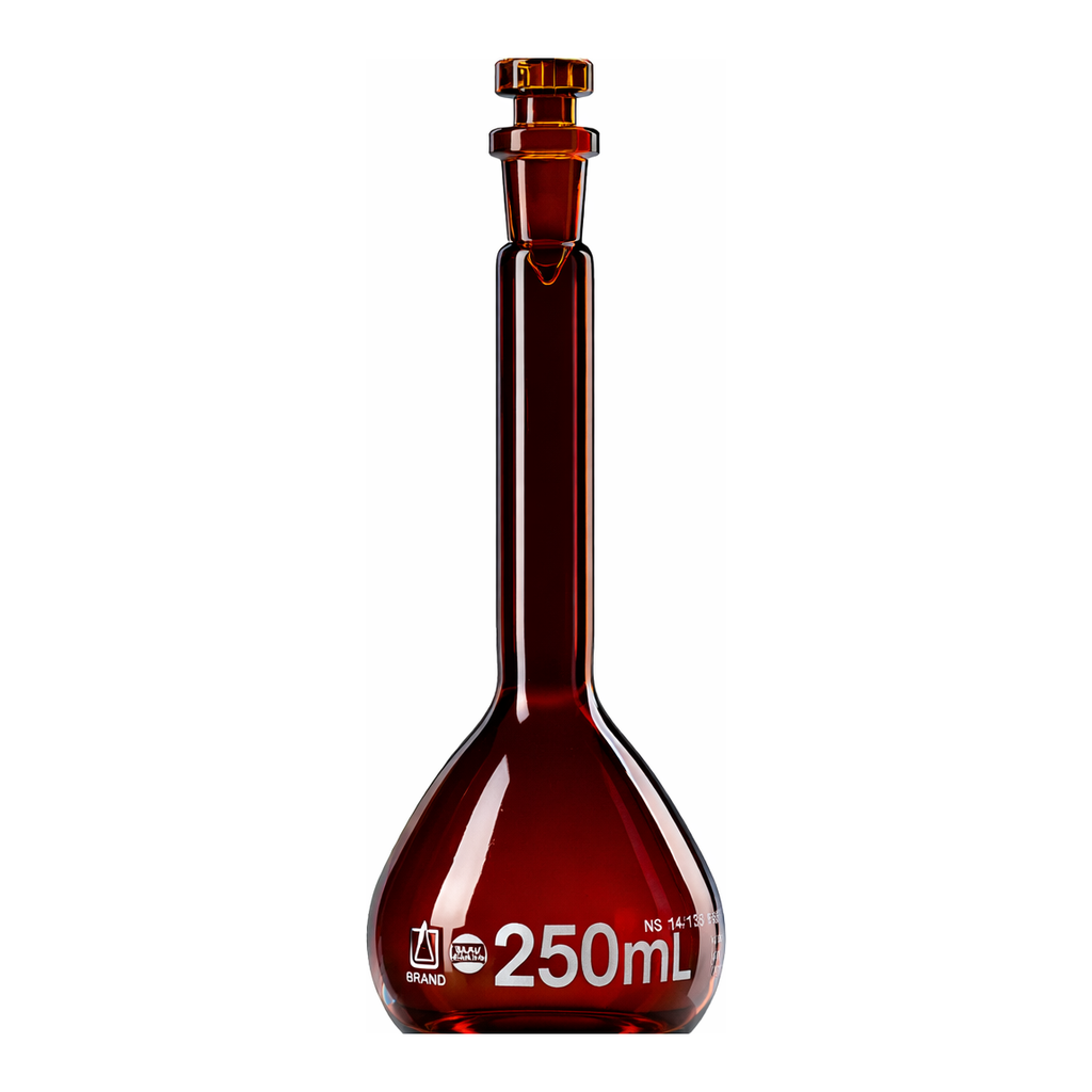 Merck BRAND BLAUBRAND volumetric flask, glass stopper, amber glass