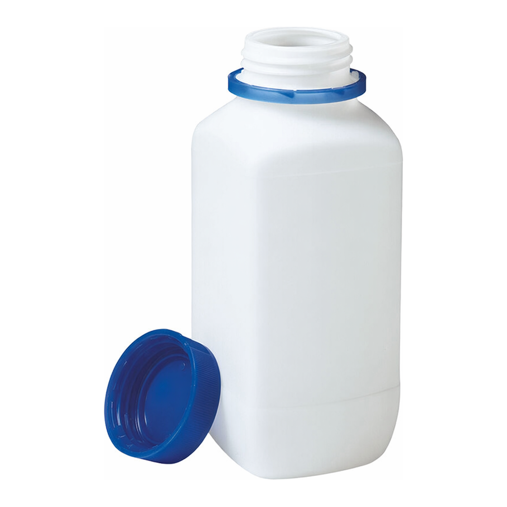 Merck BRAND square bottle with tamper-proof screw cap, PE-HD
