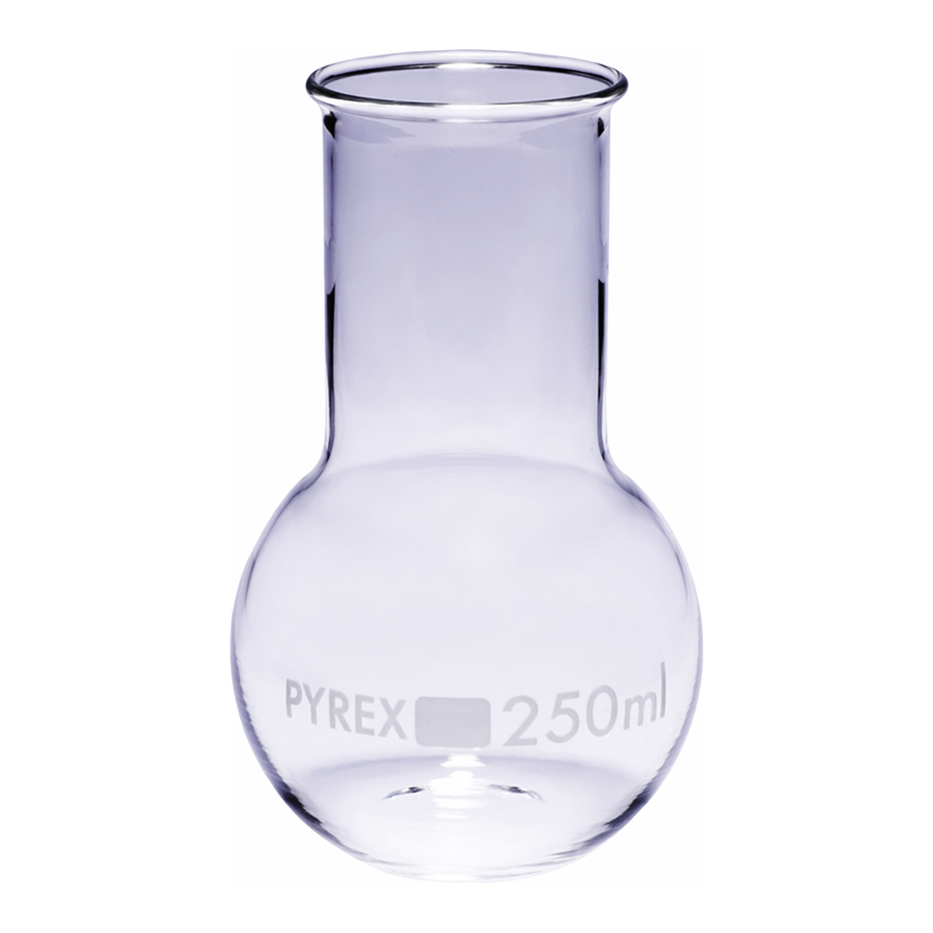 Merck Pyrex Boiling flask, flat bottom, wide neck
