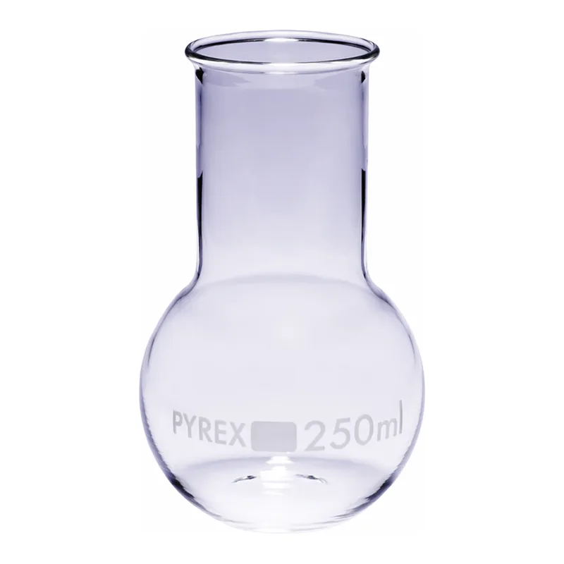 Merck Pyrex Boiling flask, flat bottom, wide neck