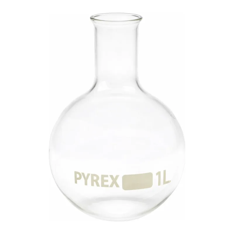 Merck Pyrex Boiling flask, round bottom, narrow neck