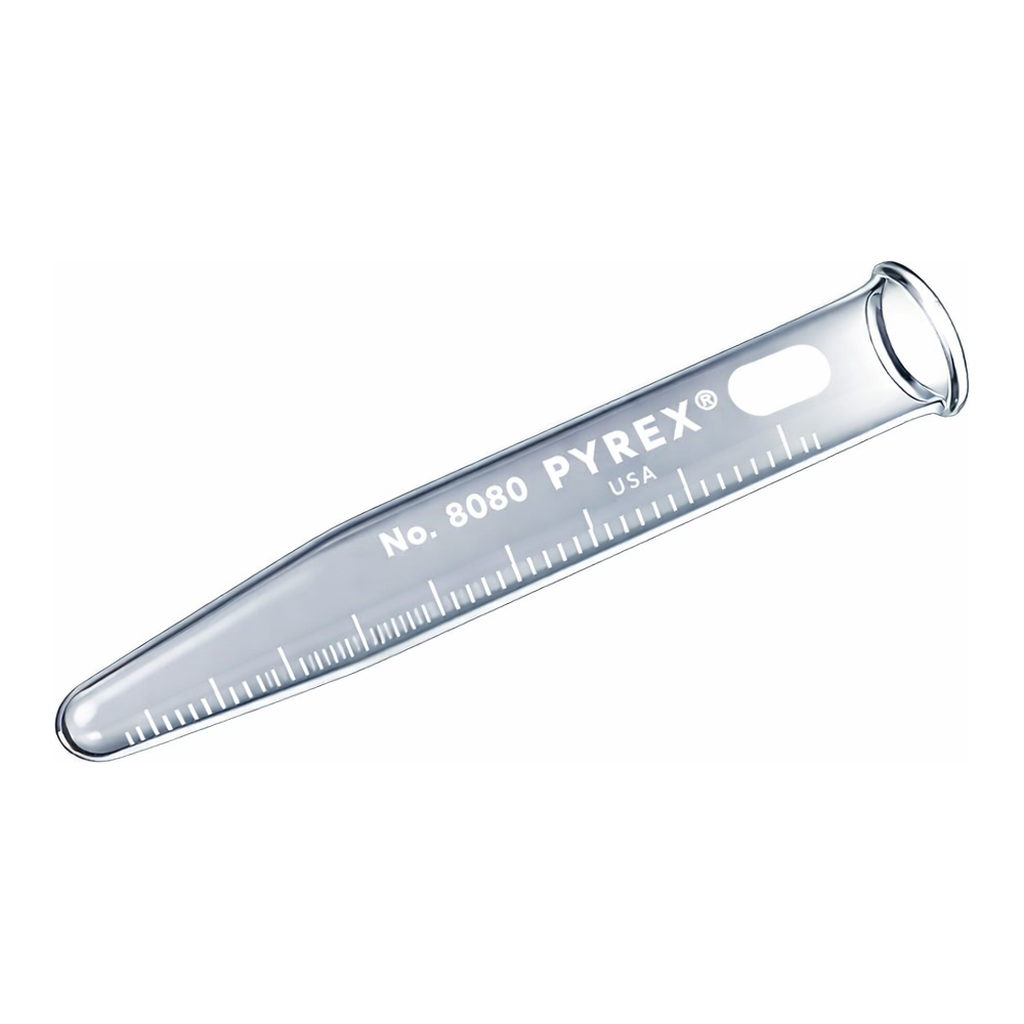 Merck Pyrex centrifuge tubes with beaded rim and white enamel graduations