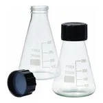 Merck Pyrex Erlenmeyer flask, graduated with SVL screwcaps