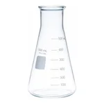 Merck Pyrex Erlenmeyer flask, wide neck, heavy duty, with printed trace code