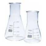 Merck Pyrex Erlenmeyer flask, wide neck, with printed trace code