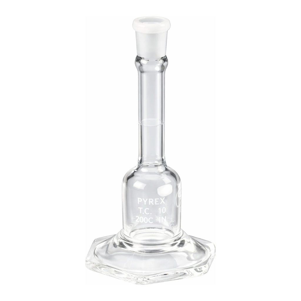 Merck Pyrex certified and serialized micro volumetric flask, with Pyrex stopper