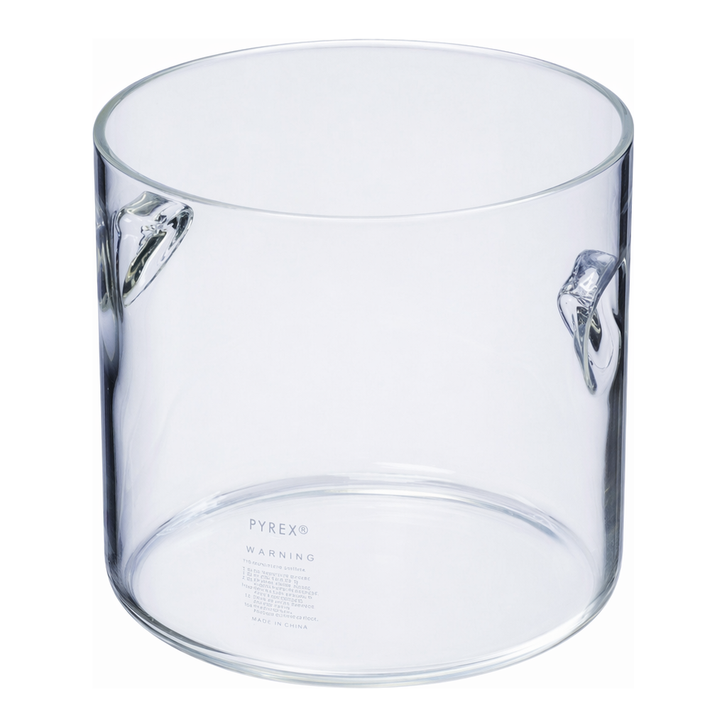 Merck Pyrex cylindrical jar with recessed handles