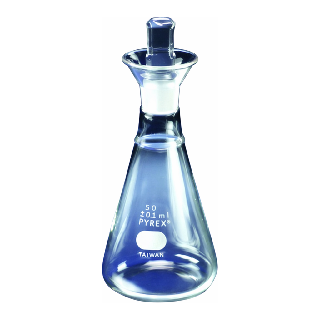 Merck Pyrex iodine determination flask, with Pyrex ST stopper