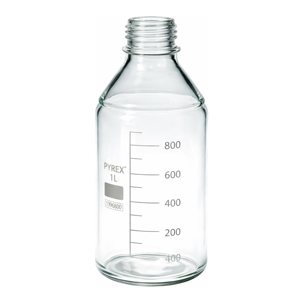 Merck Pyrex Media-Lab Bottles, plastic coated, with-out cap and pouring ring, with printed trace code