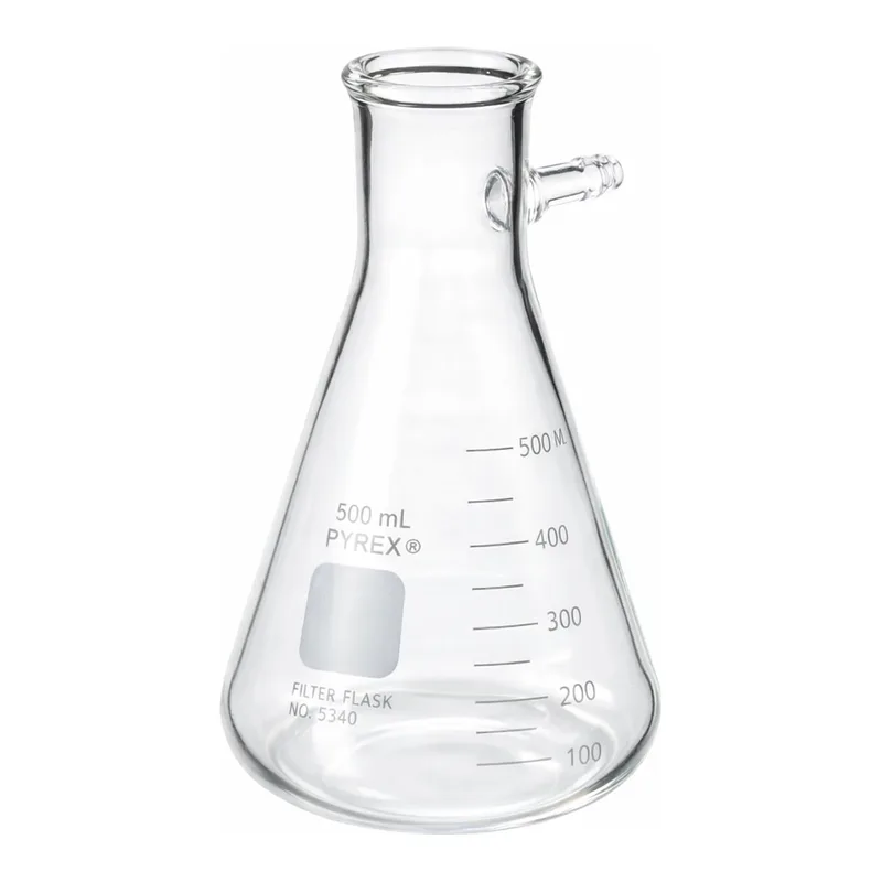 Merck Pyrex heavy wall graduated filtering flask, with tubulation