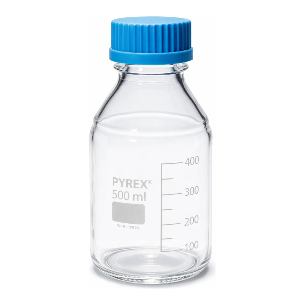 Merck Pyrex Media-Lab Bottles, with cap and pouring ring, with printed trace code