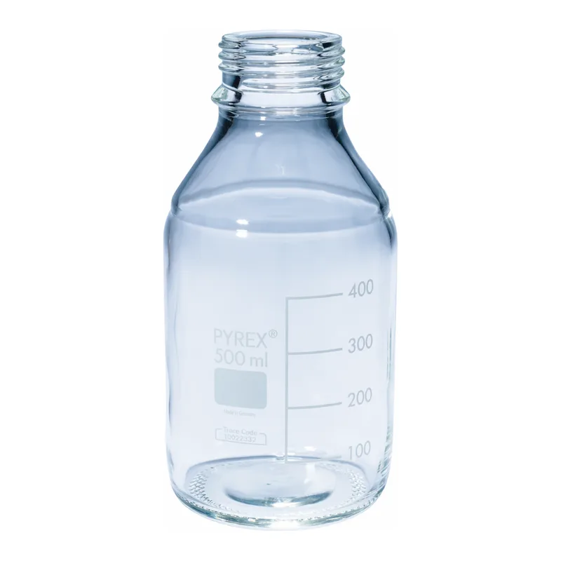 Merck Pyrex Media-Lab Bottles, with-out cap and pouring ring, with printed trace code