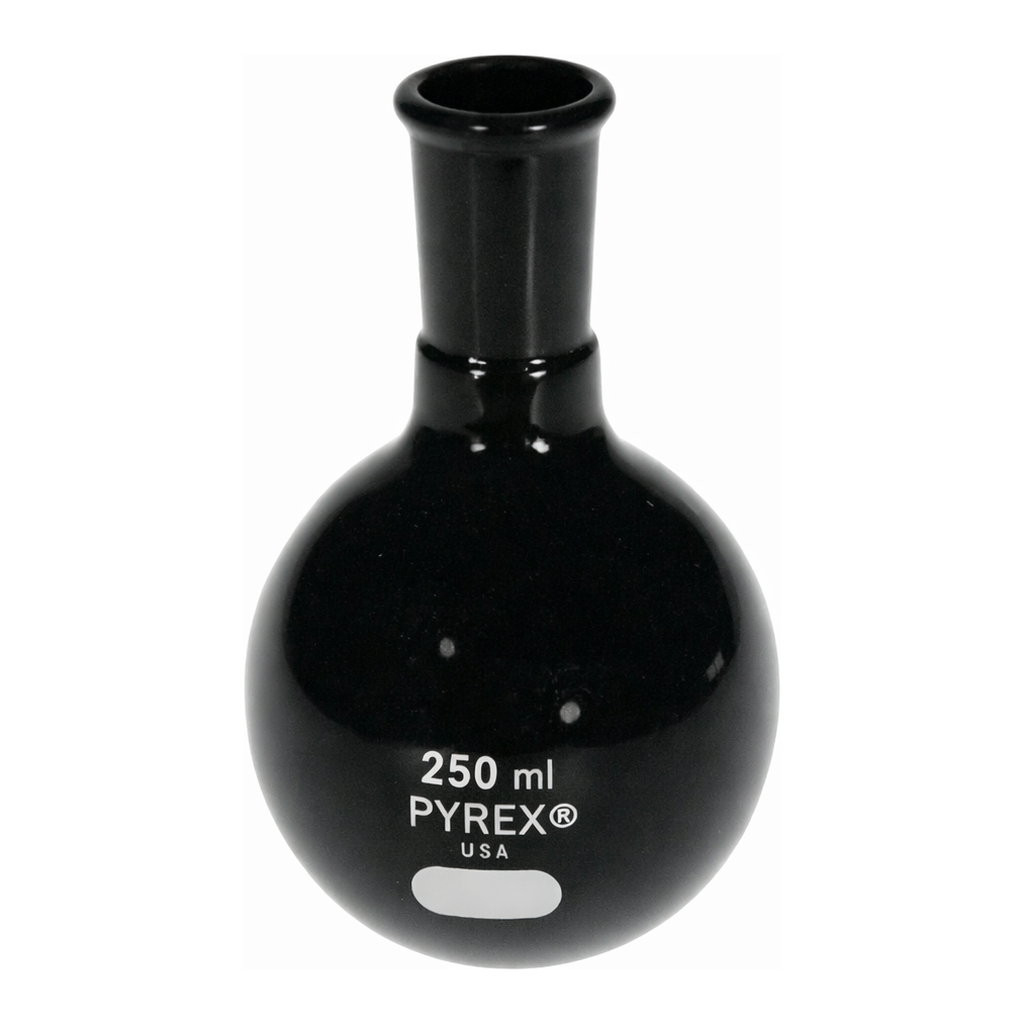 Merck Pyrex low actinic flat-bottom boiling flask, ST 24/40 joint
