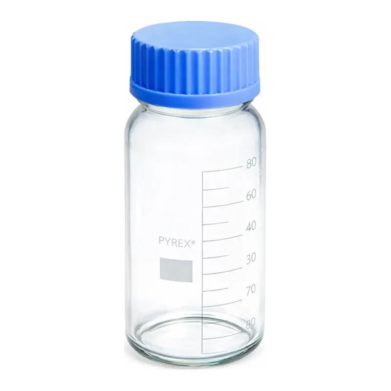 Merck Pyrex Media-Lab Bottles, wide mouth, with polypropylene cap and pouring ring, with printed trace code