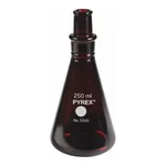 Merck Pyrex low actinic narrow mouth Erlenmeyer flask, Pyrex ST 27 stopper