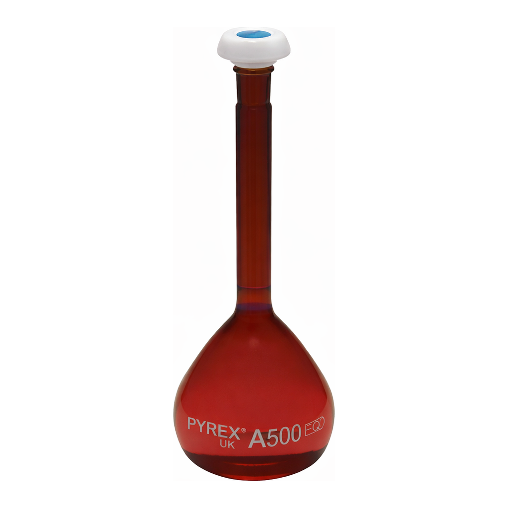 Merck Pyrex Volumetric flask, heavy duty, class A, amber, USP/ISO/DIN tolerances,