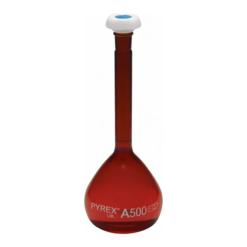 Merck Pyrex Volumetric flask, heavy duty, class A, amber, USP/ISO/DIN tolerances,