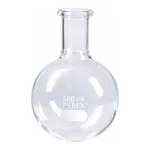 Merck Pyrex round-bottom boiling flask, short ring neck