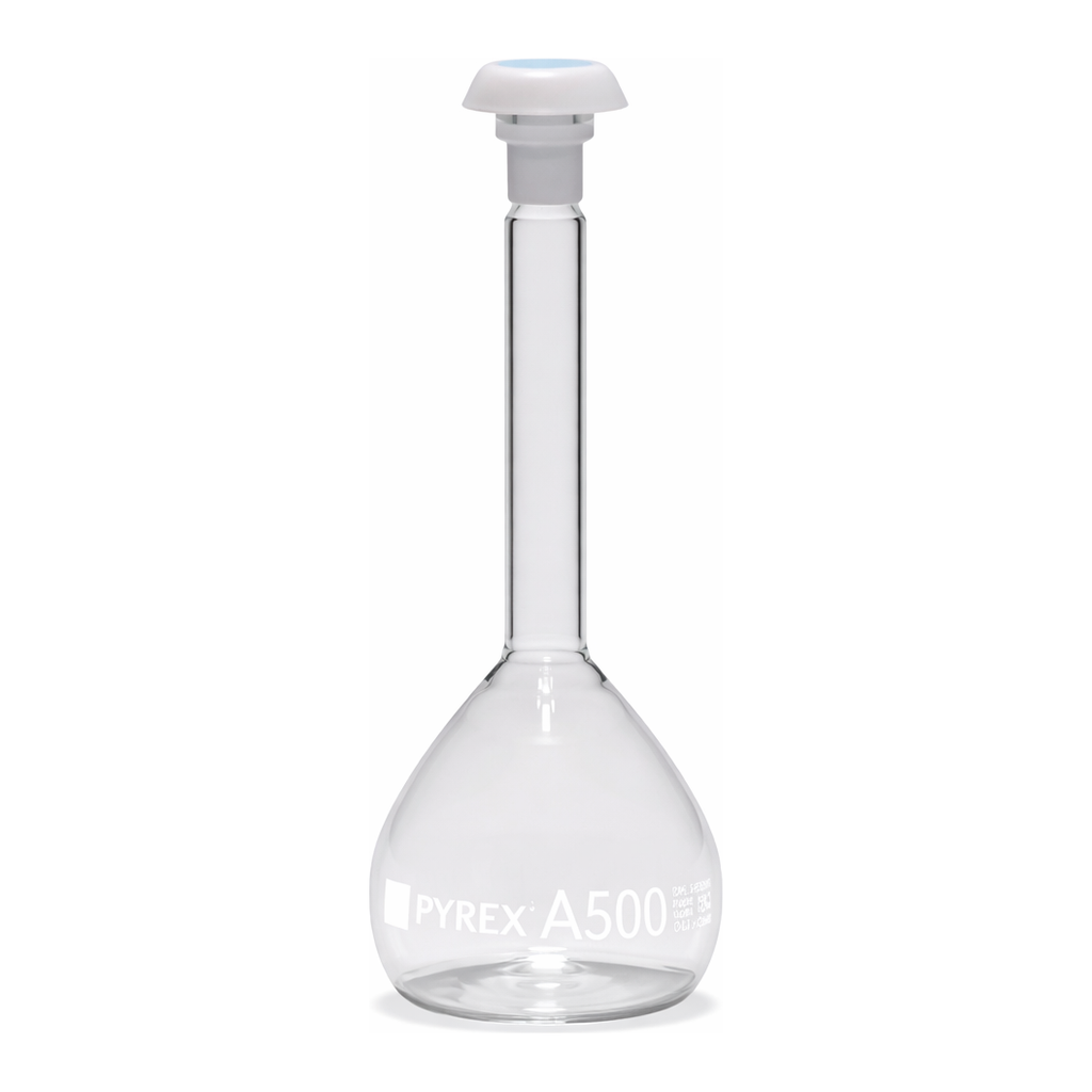 Merck Pyrex Volumetric flask, heavy duty, class A, works certified, USP/ISO/DIN tolerances