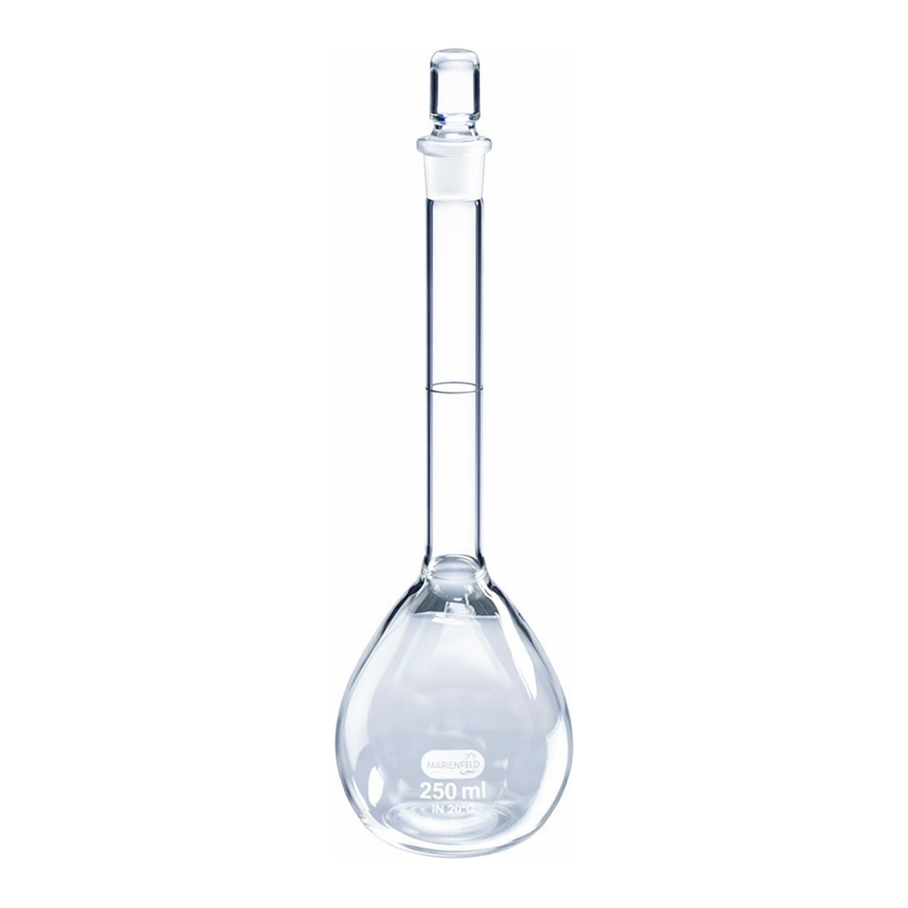 Merck Pyrex volumetric flask, with Pyrex ST stopper