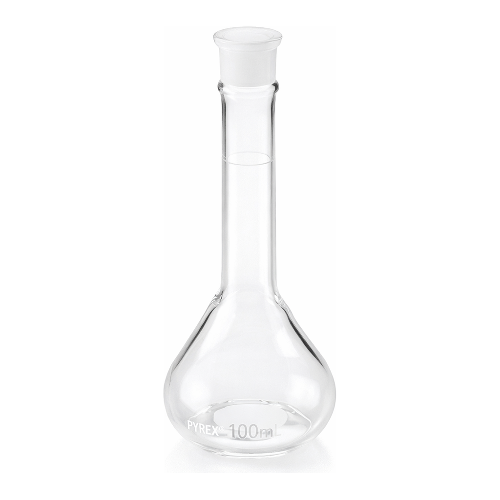 Merck Pyrex wide mouth micro volumetric flask with Pyrex ST stopper