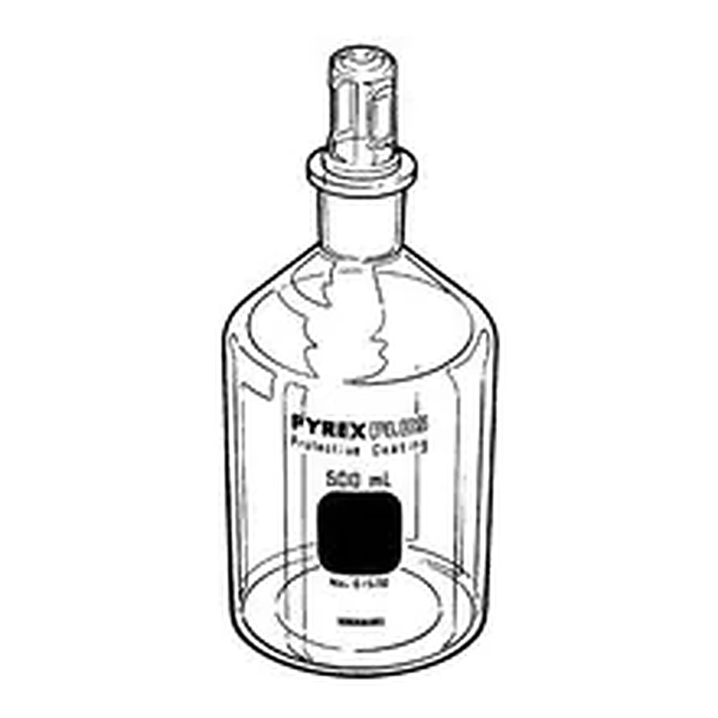 Merck PYREXPLUS narrow-mouth reagent bottle, with Pyrex ST stopper, protective coating