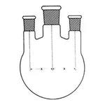 Merck Quickfit three-neck round-bottom flasks with vertical necks