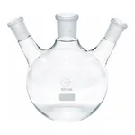 Merck Quickfit three-neck round-bottom flasks with angled necks